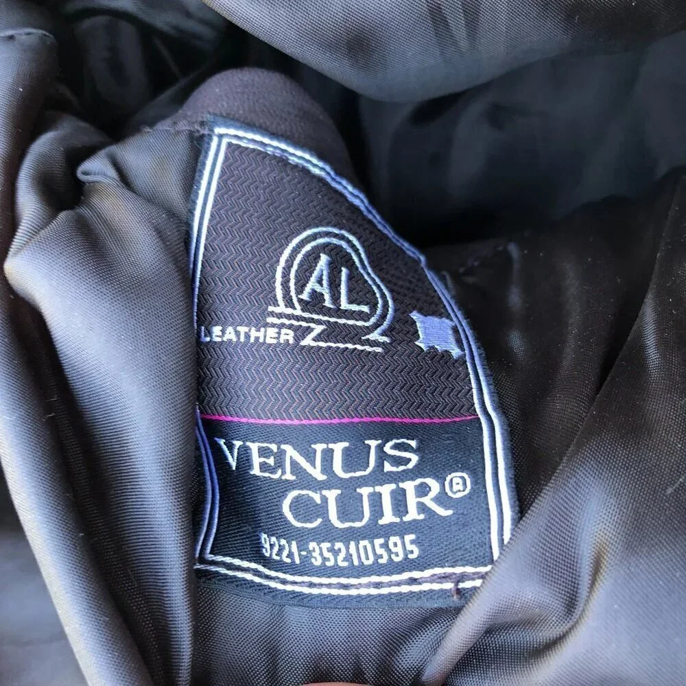 VENUS CUIR Leather Textured Jacket Men's 2XL Brown Full Zip Coat Pockets​​​​